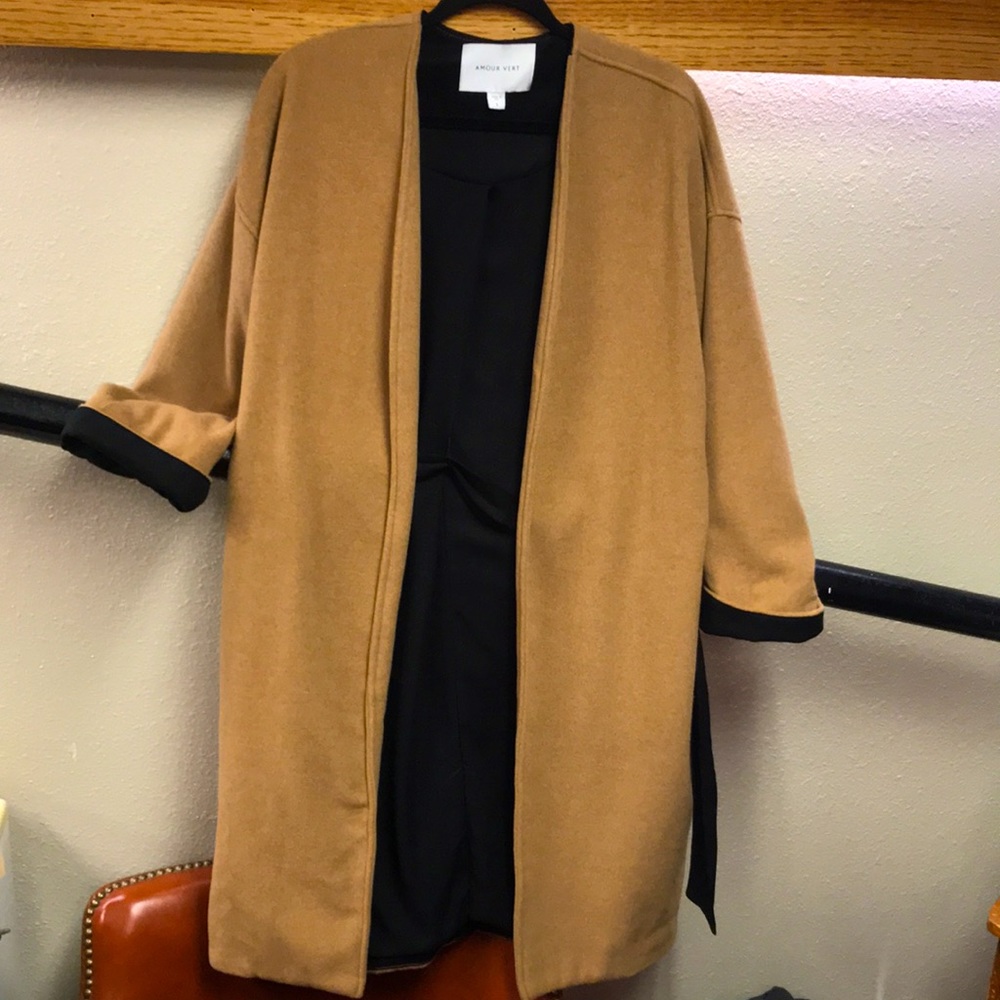 Amour Vert Recycled Wool Blend Open Front Belted … - image 3